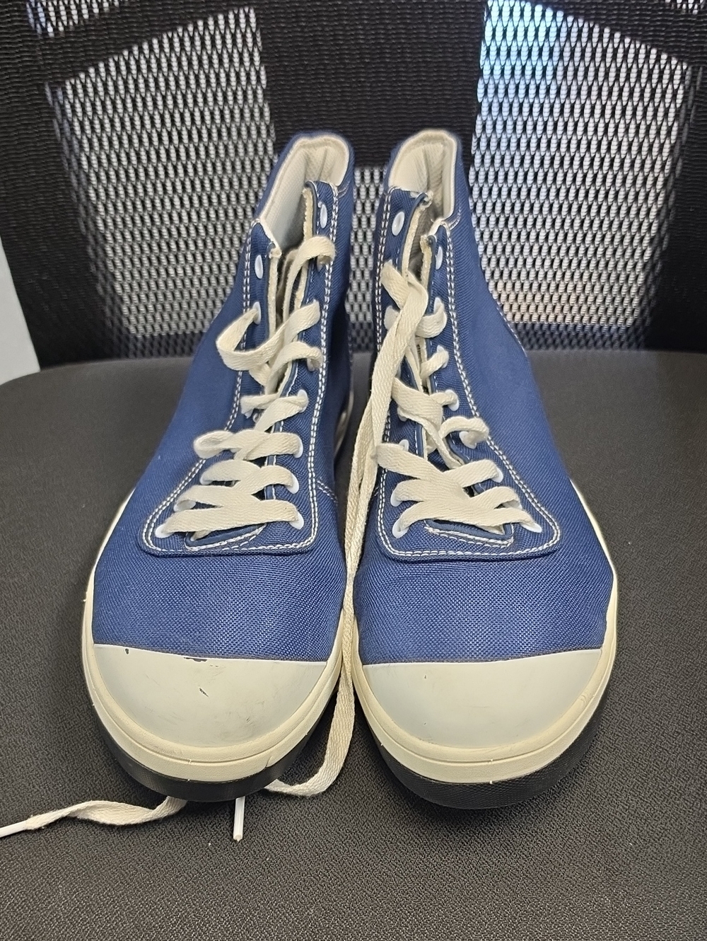 Avenger Blue High-Top Canvas Sneakers with Cream Laces